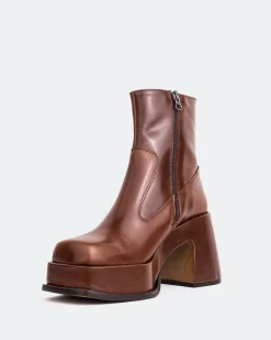 Platform|Ankle Boots-L'INTERVALLE Lepic Chestnut Leather