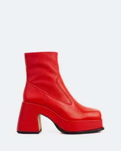 Platform|Ankle Boots-L'INTERVALLE Lepic Red Leather