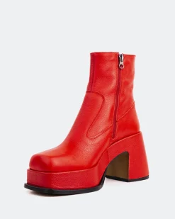 Platform|Ankle Boots-L'INTERVALLE Lepic Red Leather