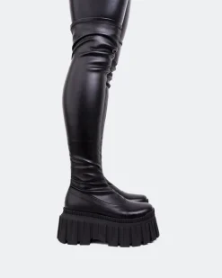 Over-the-knee|Stretch-L'INTERVALLE Letar Black Stretch
