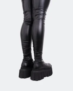 Over-the-knee|Stretch-L'INTERVALLE Letar Black Stretch