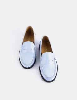 Loafers-L'INTERVALLE Lettine Light Blue Naplack Leather