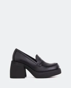 Platforms|Loafers-L'INTERVALLE Levigne Black Leather