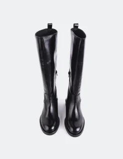 Tall Boots-L'INTERVALLE Lherma Black Leather