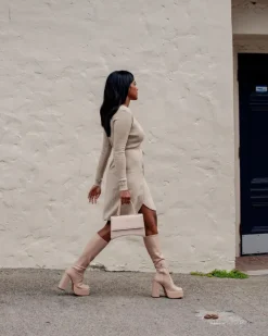 Platform|Tall Boots-L'INTERVALLE Lorde Pink Stretch