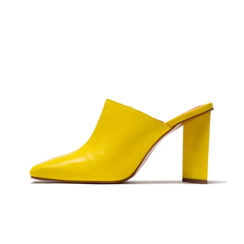 Mules-L'INTERVALLE Loutro Yellow Leather