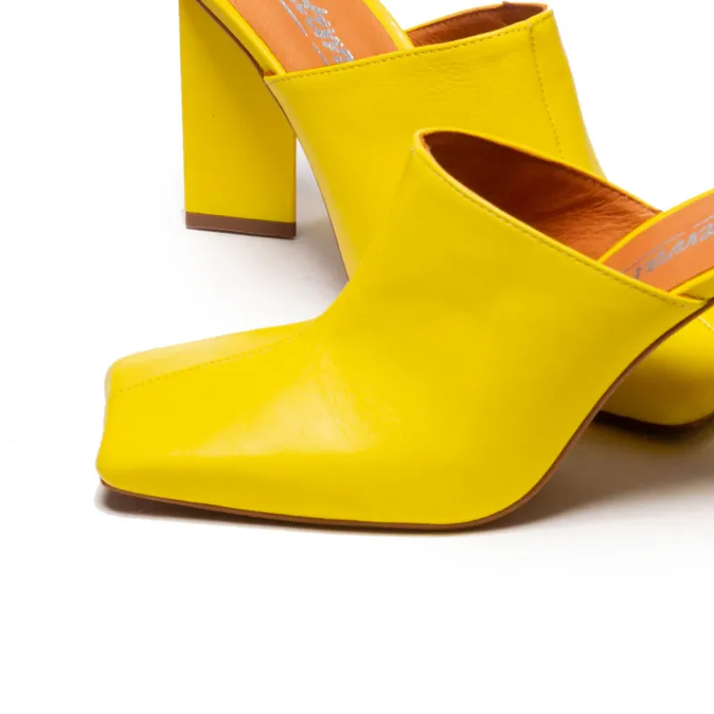 Mules-L'INTERVALLE Loutro Yellow Leather