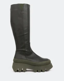Tall Boots-L'INTERVALLE Mahone Green Leather