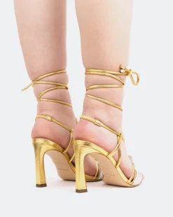Strappy-L'INTERVALLE Maido, Gold Leather/Cuir Or