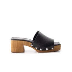 Wood Sandals|Mules-L'INTERVALLE Maja Black Leather