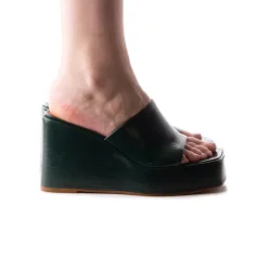 Wedges-L'INTERVALLE Matamoros Green Leather