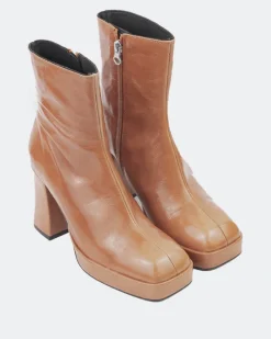 Platform|Ankle Boots-L'INTERVALLE Mayotte Burnt Orange Leather