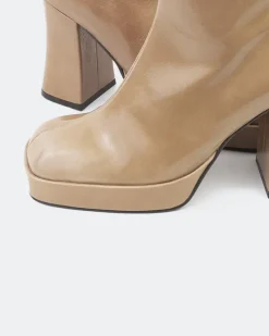 Platform|Ankle Boots-L'INTERVALLE Mayotte Camel Leather