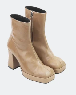 Platform|Ankle Boots-L'INTERVALLE Mayotte Camel Leather