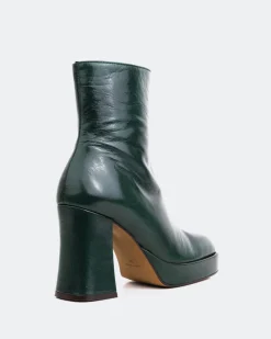Platform|Ankle Boots-L'INTERVALLE Mayotte Green Leather