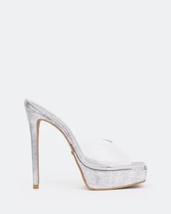 Platform|High Heels-L'INTERVALLE Meredith, Silver Clear/Vinyl Argenté