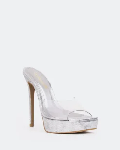 Platform|High Heels-L'INTERVALLE Meredith, Silver Clear/Vinyl Argenté