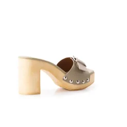 Wood Sandals|Mules-L'INTERVALLE Micro Light Khaki Leather