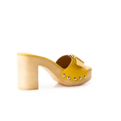 Wood Sandals|Mules-L'INTERVALLE Micro Mustard Leather