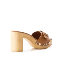 Wood Sandals|Mules-L'INTERVALLE Micro Tan Leather