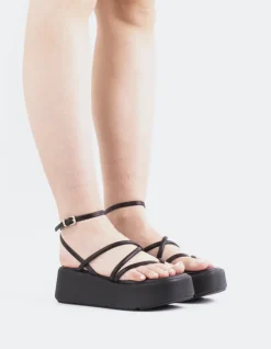 Platform-L'INTERVALLE Miel Black Leather