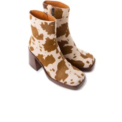 Platform|Ankle Boots-L'INTERVALLE Minden Brown Cow Pony