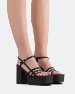 Platform|Strappy-L'INTERVALLE Minou Black Leather