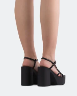 Platform|Strappy-L'INTERVALLE Minou Black Leather