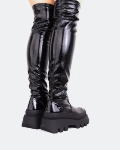 Over-the-knee|Stretch-L'INTERVALLE Moncton Black Naplack Stretch