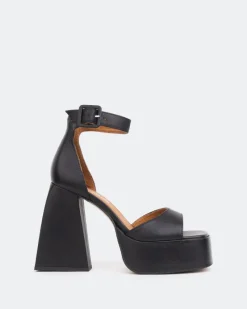 Platform-L'INTERVALLE Moore, Black Leather/Cuir Noir