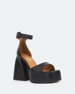 Platform-L'INTERVALLE Moore, Black Leather/Cuir Noir