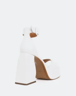 Platform-L'INTERVALLE Moore, White Leather/Cuir Blanc