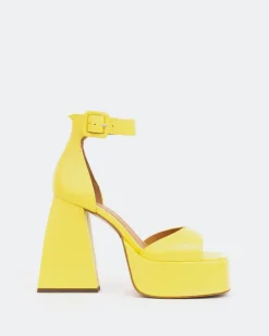 Platform-L'INTERVALLE Moore, Yellow Leather/Cuir Jaune