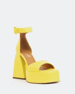 Platform-L'INTERVALLE Moore, Yellow Leather/Cuir Jaune