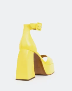 Platform-L'INTERVALLE Moore, Yellow Leather/Cuir Jaune