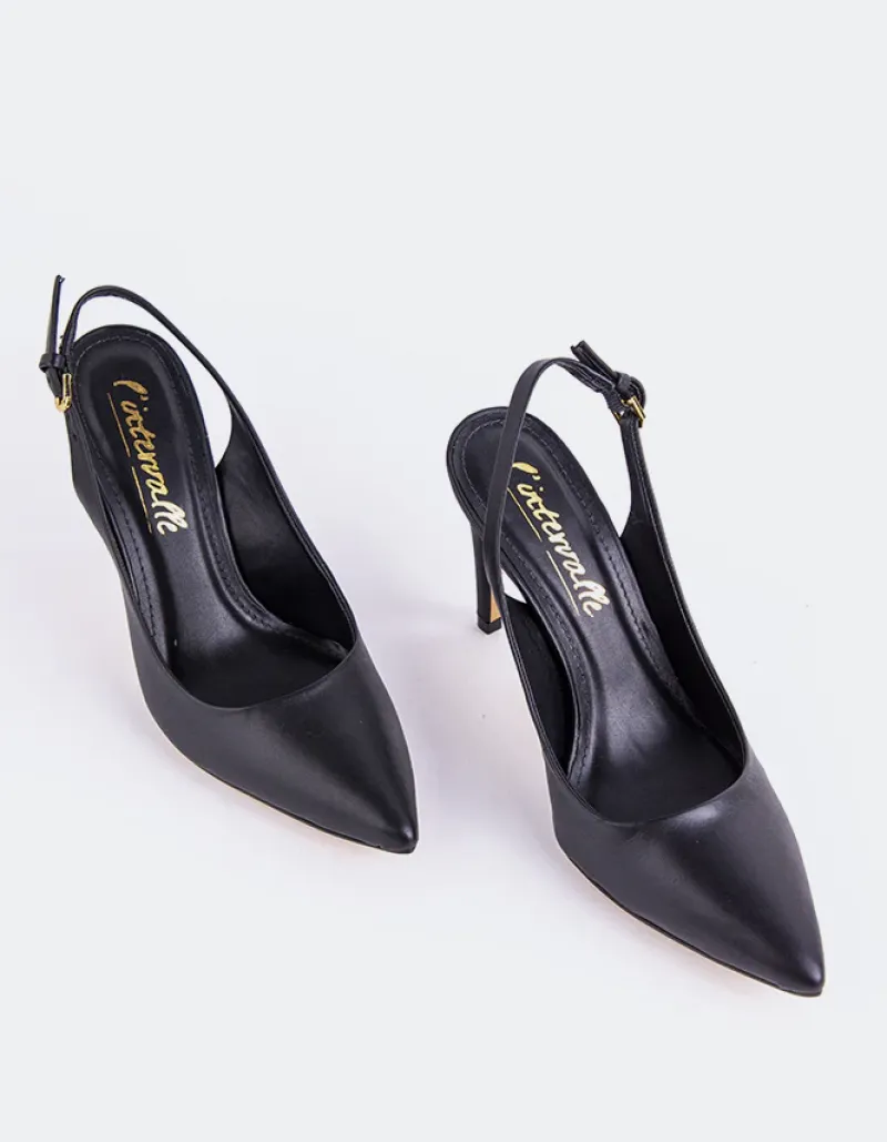 Slingbacks-L'INTERVALLE Morisha Black Leather