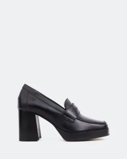 Platforms|Loafers-L'INTERVALLE Moro Black Leather