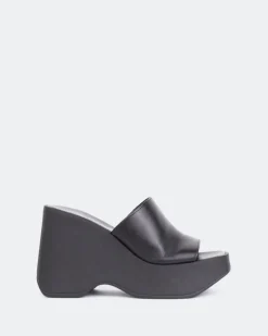 Wedges-L'INTERVALLE Moss Black Leather