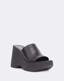 Wedges-L'INTERVALLE Moss Black Leather