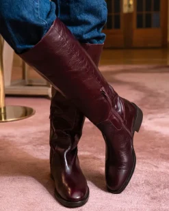 Tall Boots-L'INTERVALLE Moyle Burgundy Leather