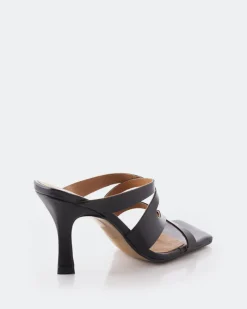 Mules-L'INTERVALLE Myrtos Black Leather