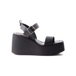 Wedges-L'INTERVALLE Napoleon Black Leather