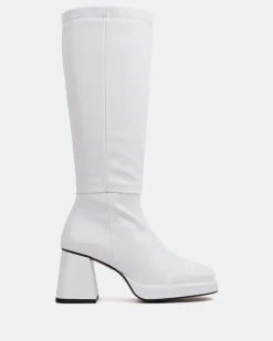 Platform|Tall Boots-L'INTERVALLE Normandy White Naplack