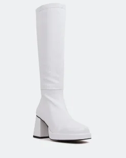 Platform|Tall Boots-L'INTERVALLE Normandy White Naplack