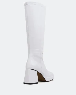 Platform|Tall Boots-L'INTERVALLE Normandy White Naplack
