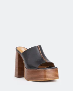 Platform-L'INTERVALLE Overboard Black Leather/Cuir Noir