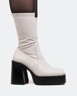 Platform|Ankle Boots-L'INTERVALLE Paix Ivory Stretch
