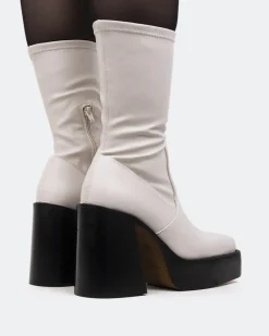 Platform|Ankle Boots-L'INTERVALLE Paix Ivory Stretch