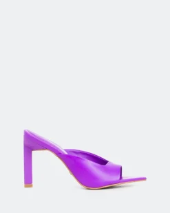 Mules-L'INTERVALLE Palms, Purple Leather/Cuir Violet