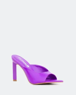 Mules-L'INTERVALLE Palms, Purple Leather/Cuir Violet